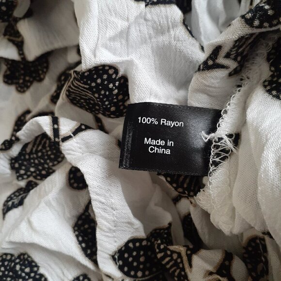 Lane Bryant Women's White Black Floral Tie Neck Blouse 22 - Picture 9 of 13